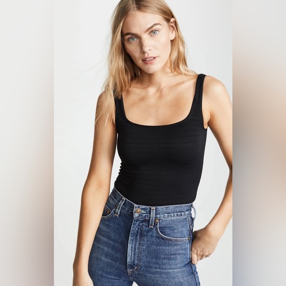 NWT Free People Square One Seamless Cami Tank Top Black - Picture 1 of 5